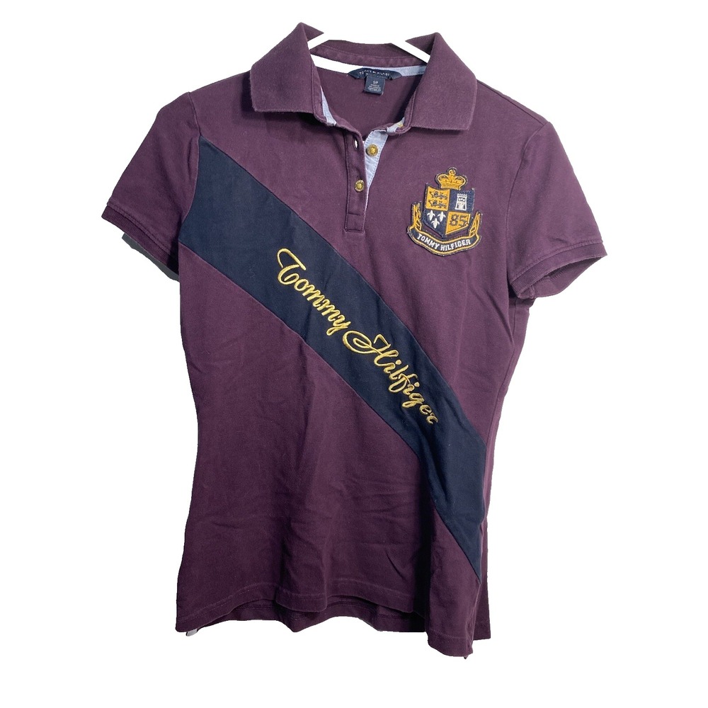 tommy hilfiger womens shirt size small short‎ sleeve collar purple